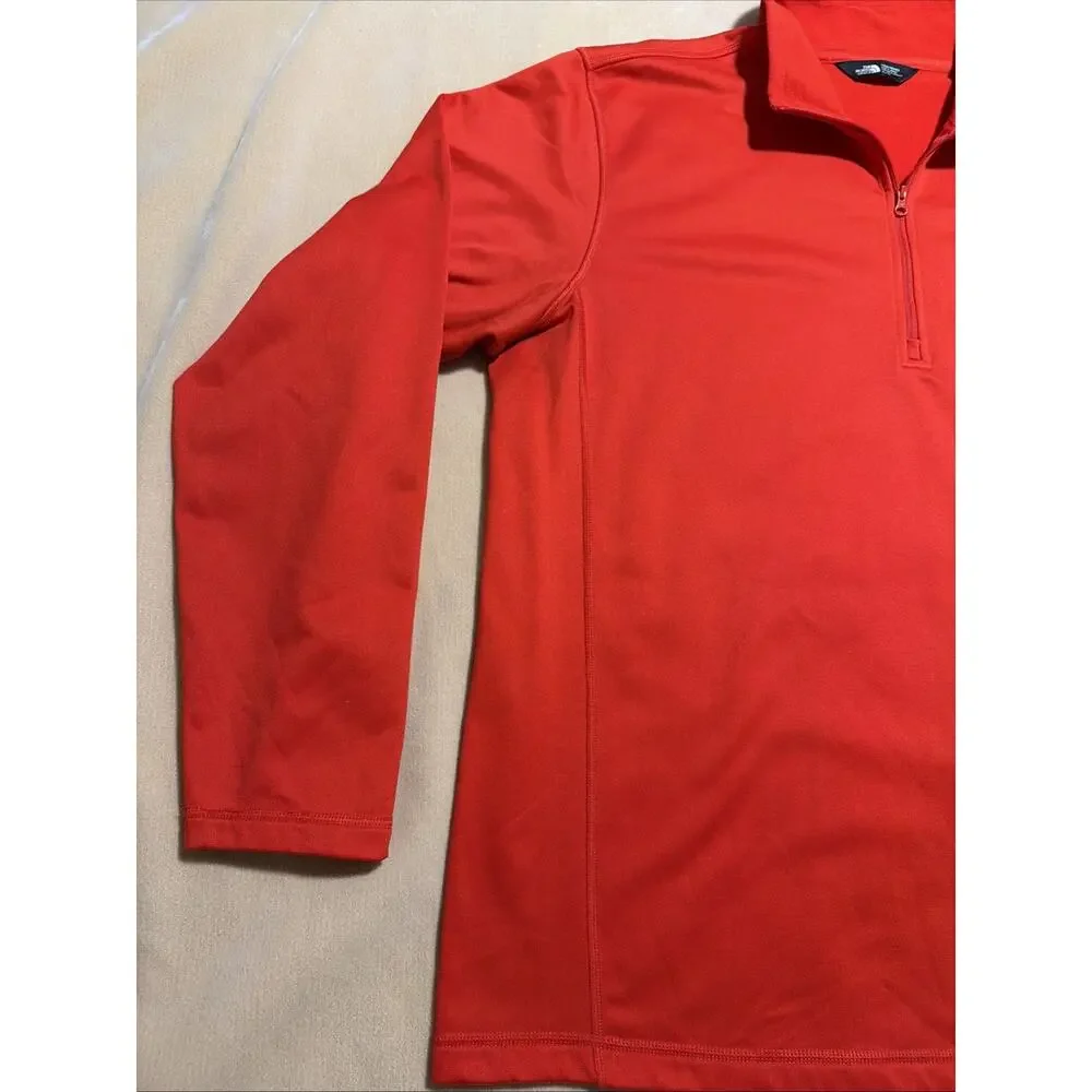 MENS THE NORTH FACE LONG SLEEVE RED FLEECE LINED 1/4 ZIP PULLOVER SIZE XL